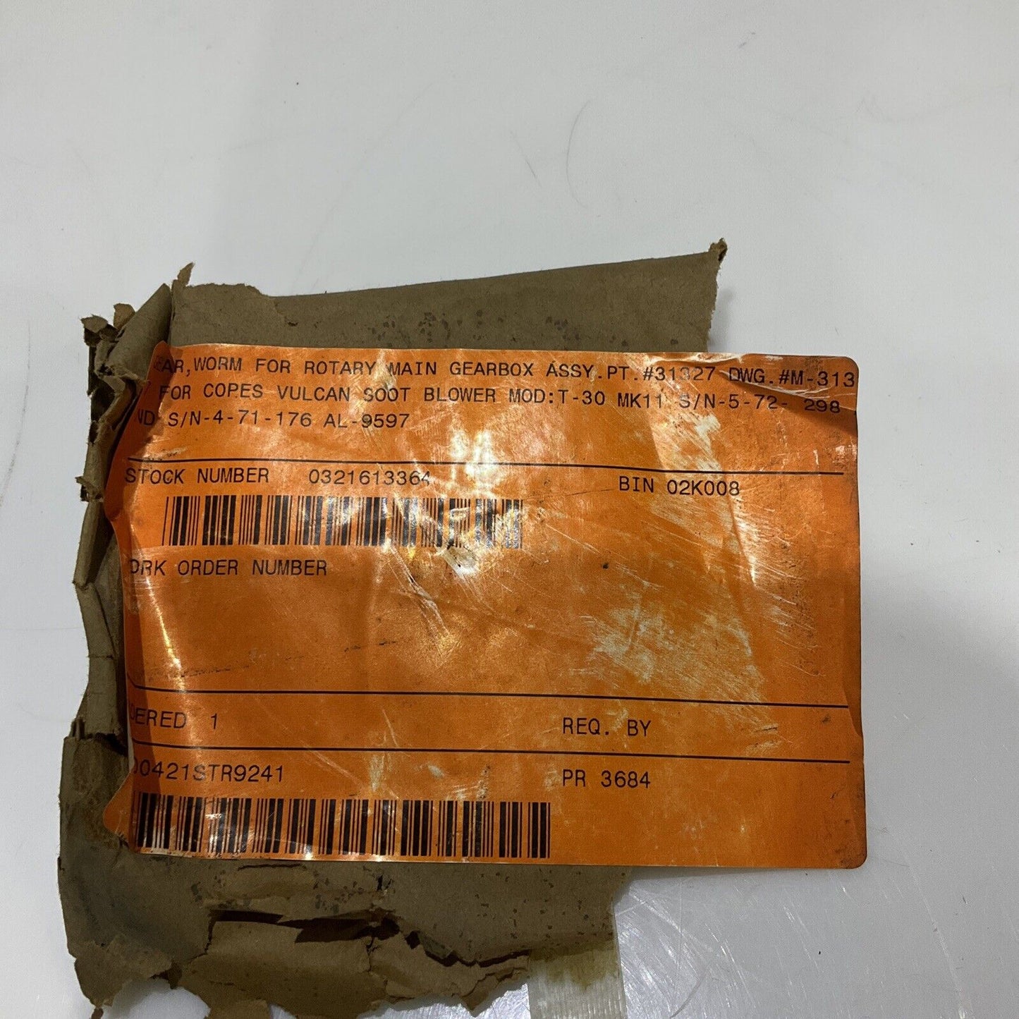 COPE VULCAN 31327 GEAR WORM FOR ROTARY MAIN GEARBOX LOT OF 5 678