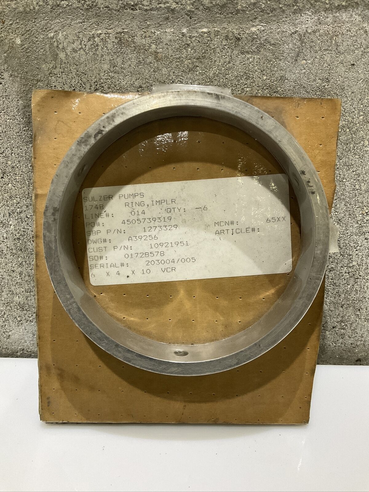 SULZER PUMPS 4505739319 174B IMPELLER RING 678