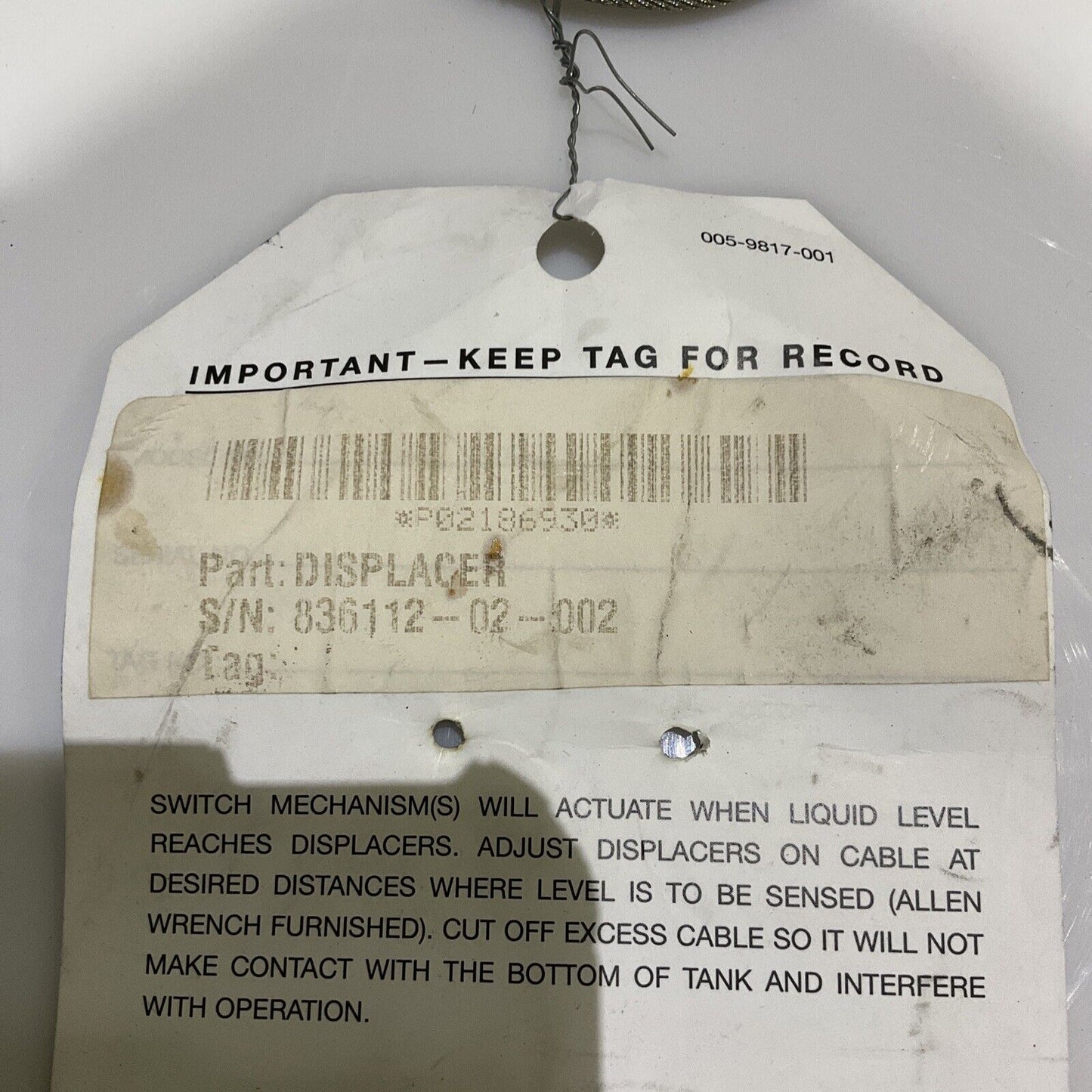 MAGNETROL 005-9817-001 A10-1G2A-AAH LIQUID LEVEL SWITCH PORCELAIN DISPLACER 678