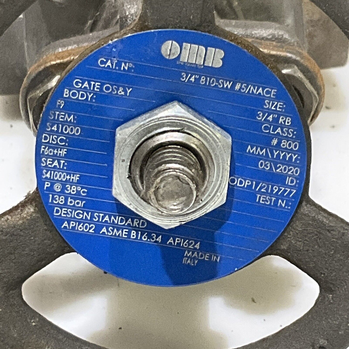 OMB AP1602 ASME B16.34 AP1624 GATE VALVE 3/4 IN 800 LB 678