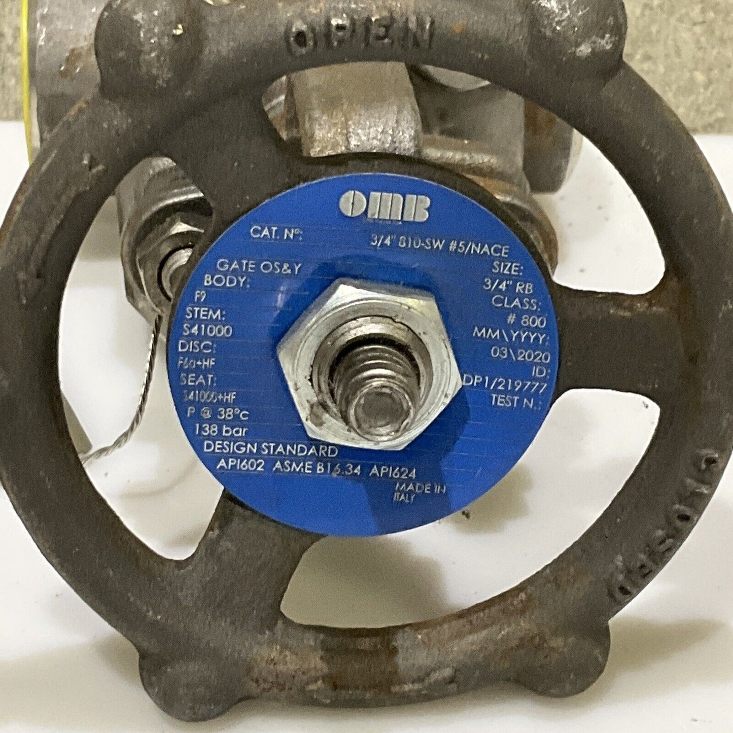 OMB AP1602 ASME B16.34 AP1624 GATE VALVE 3/4 IN 800 LB 678