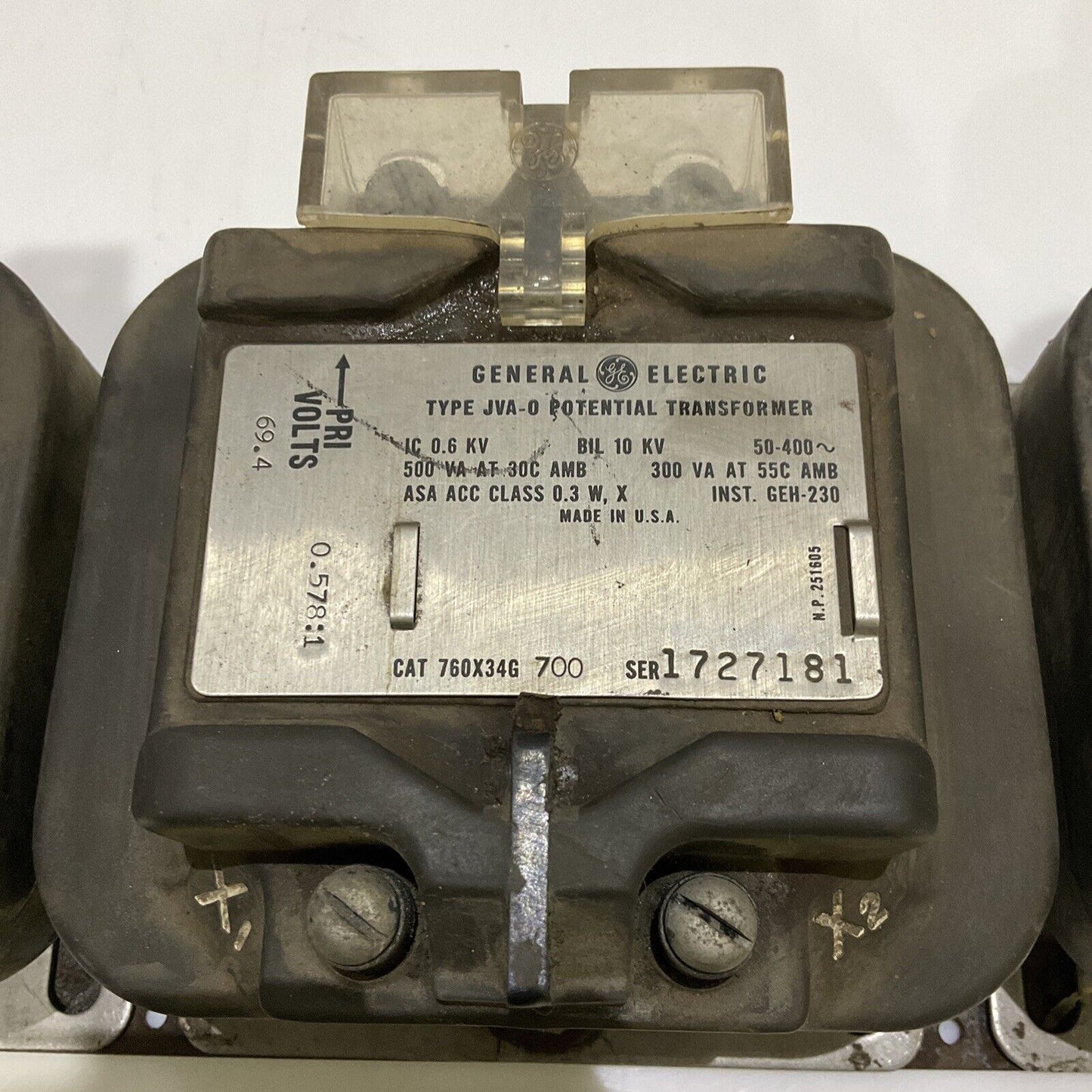 GENERAL ELECTRIC GE JVA-0 POTENTIAL TRANSFORMER 678 LOT OF 3