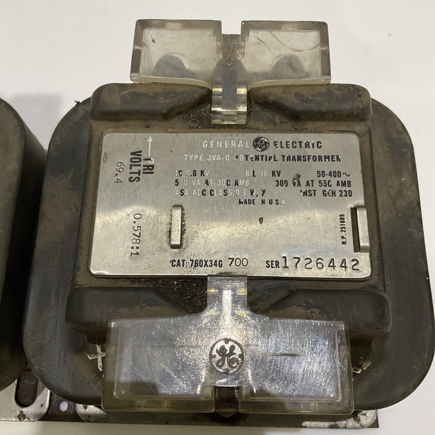 GENERAL ELECTRIC GE JVA-0 POTENTIAL TRANSFORMER 678 LOT OF 3
