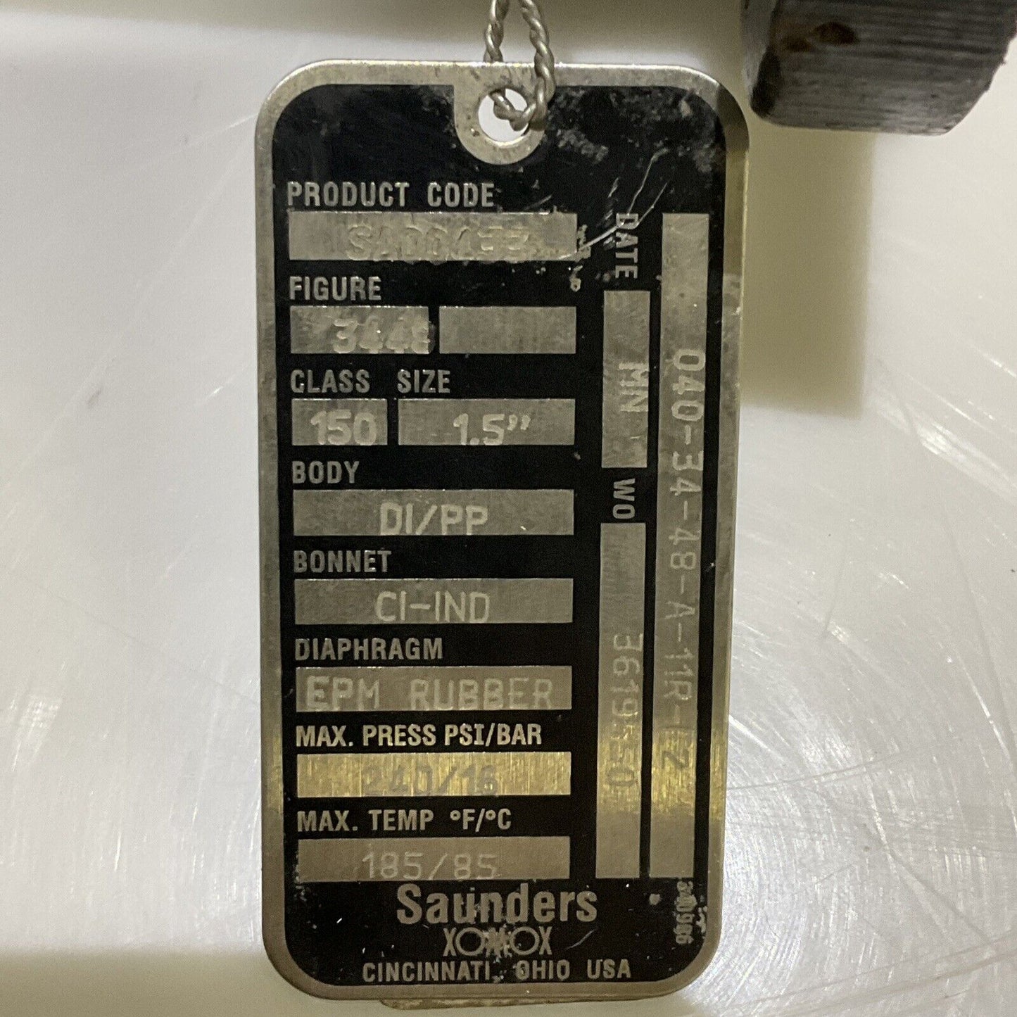 SAUNDERS SA00433 DIAPHRAGM VALVE 1 1/2 IN 678