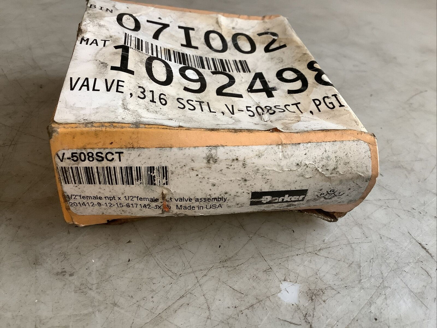 PARKER V-508SCT T-HANDLE VALVE 316SS FEMALE/FEMALE 10000PSI AT 200F 678