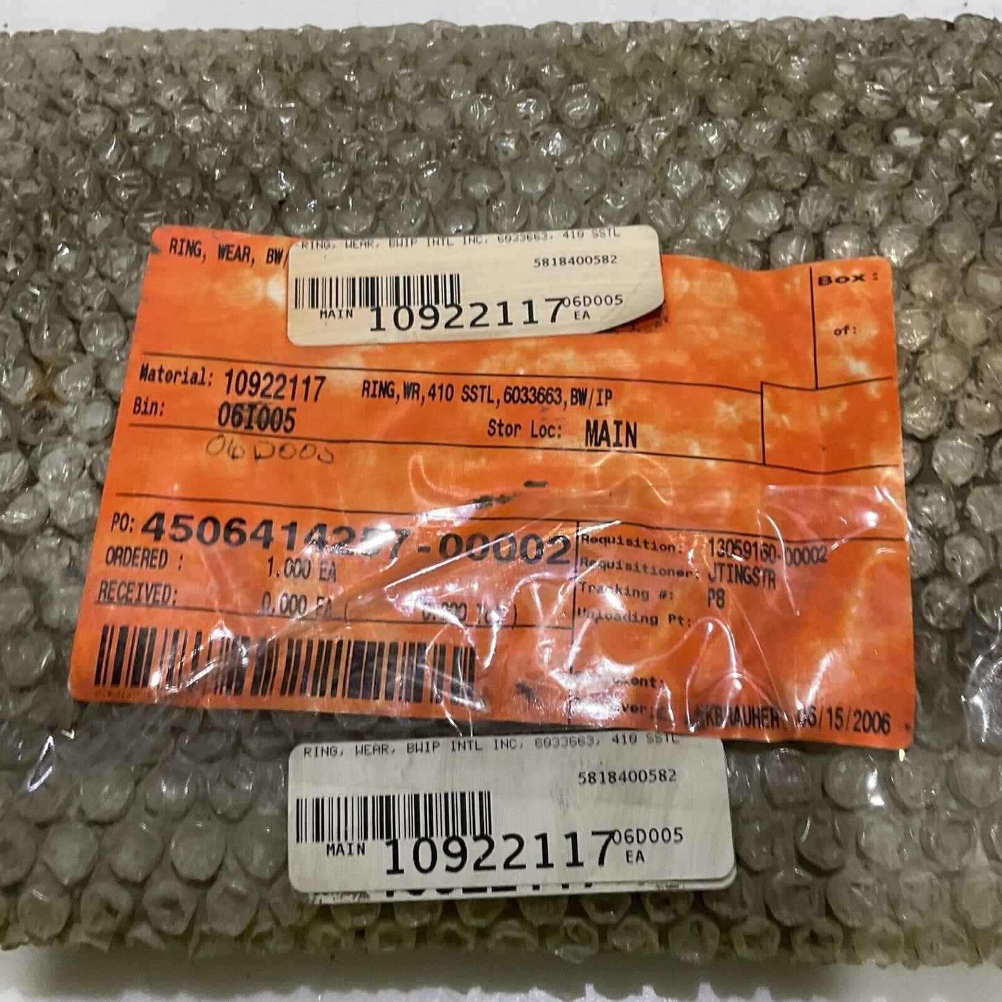 BWIP INTL 6033663 WEAR RING 678