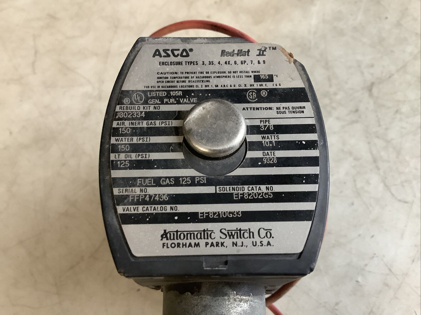 ASCO EF8210G33 SOLENOID VALVE 120/60 110V/50HZ 10.1W 3/8IN 678