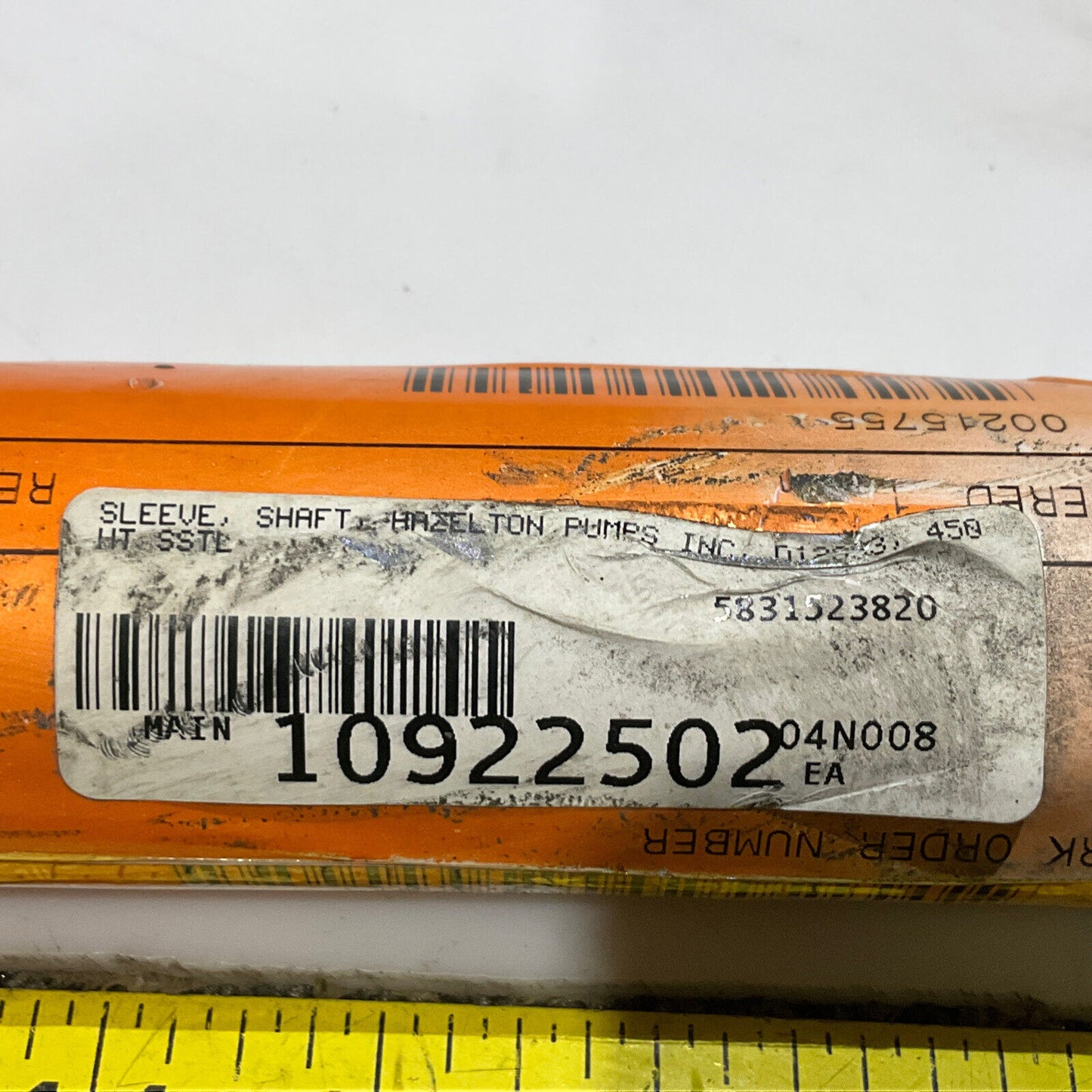 HAZLETON PUMP D12333 SHAFT SLEEVE HEAT TREATED 678