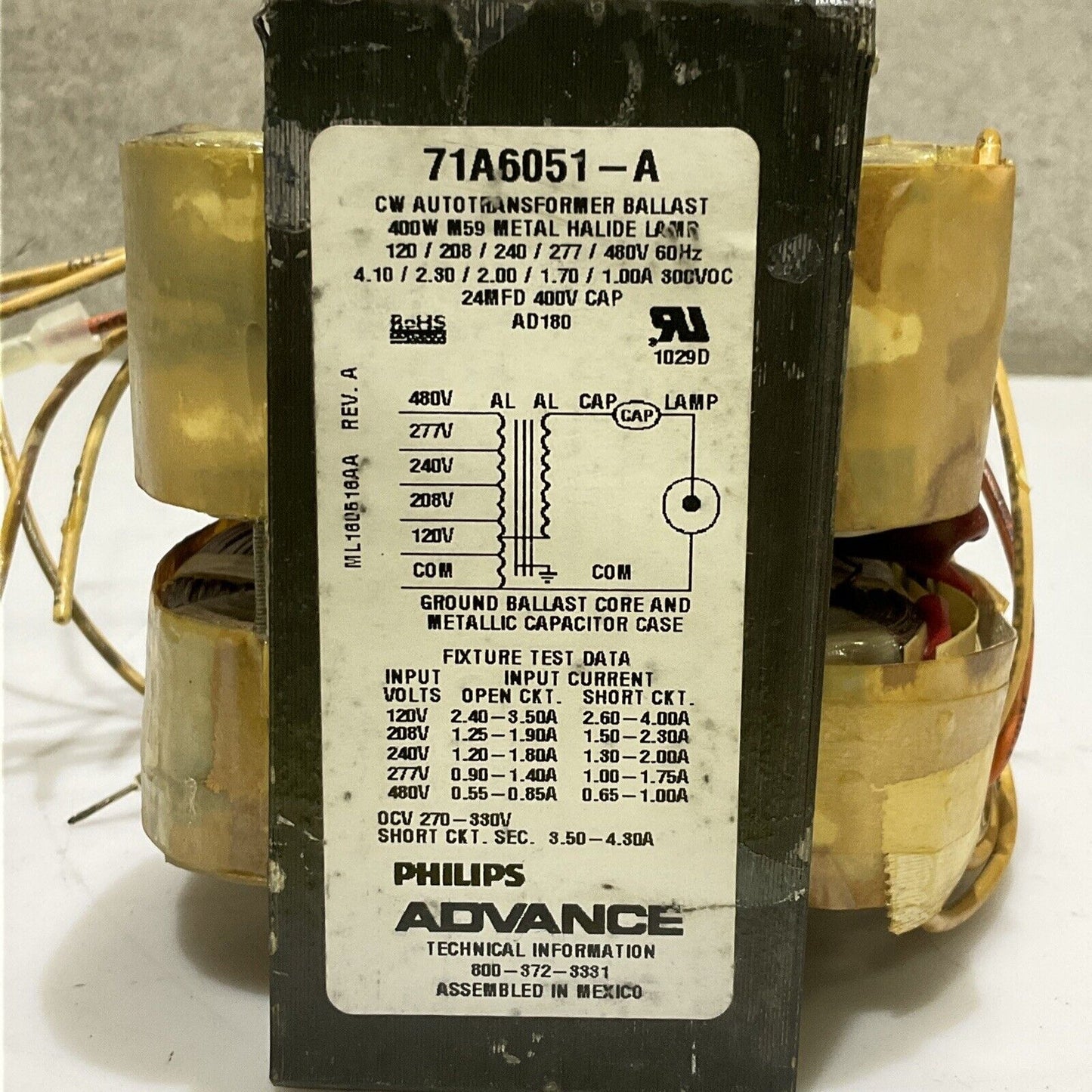 PHILIPS 71A6051-091D CORE & COIL BALLEST KIT 678