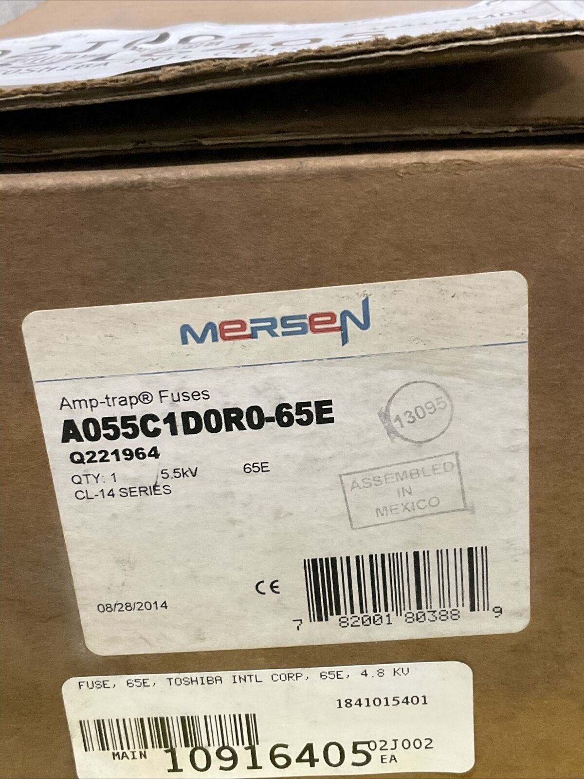 FERRAZ SHAWMUT A055C1D0R0-65E FUSE 65E A 5.5KV CL-14 SERIES 678