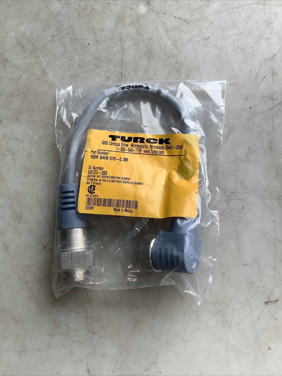 TURCK RSM WKM 578-0.3M CORDSET 678