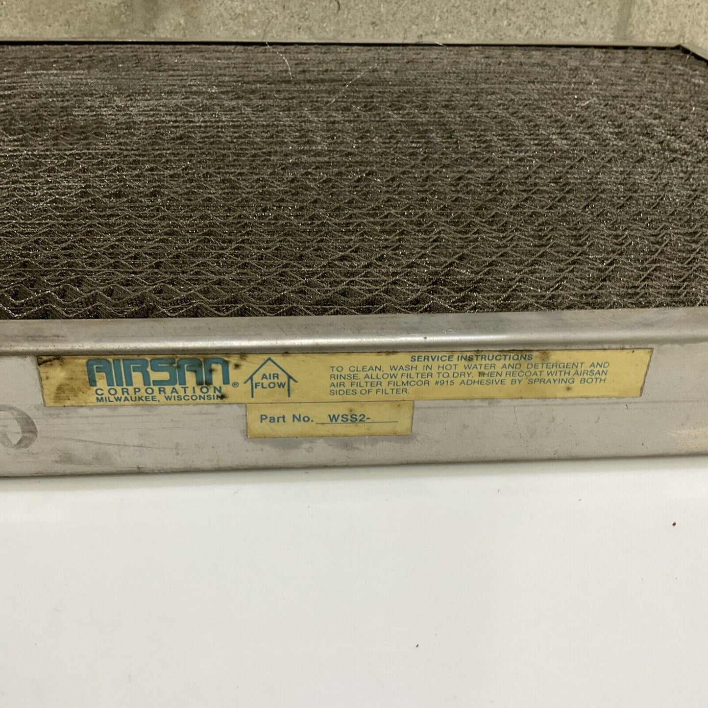AIRSAN WSS2-50 STAINLESS STEEL FILTER 23.5 X 17.5 678