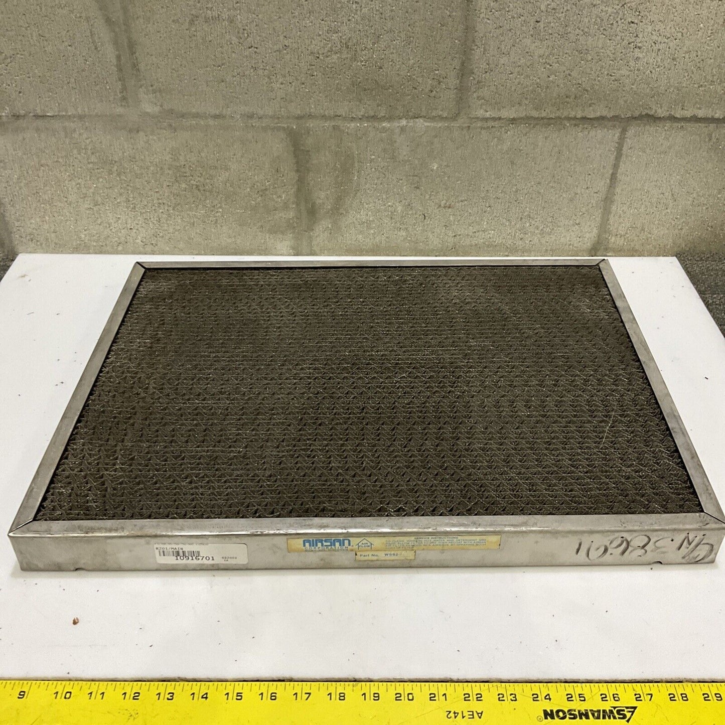 AIRSAN WSS2 55-700-792-005 STAINLESS STEEL FILTER 23.5 X 17.5 678