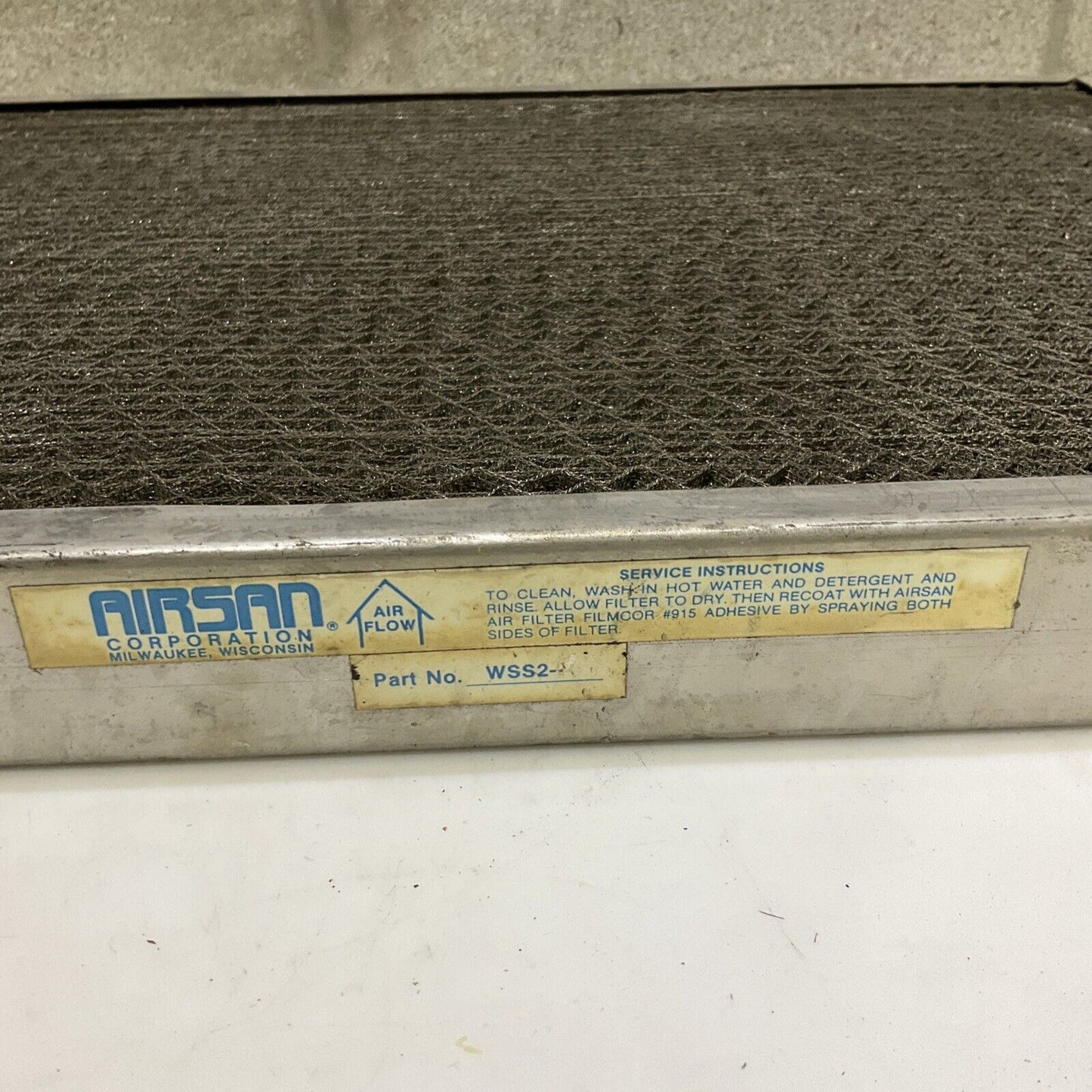 AIRSAN WSS2 55-700-792-005 STAINLESS STEEL FILTER 23.5 X 17.5 678