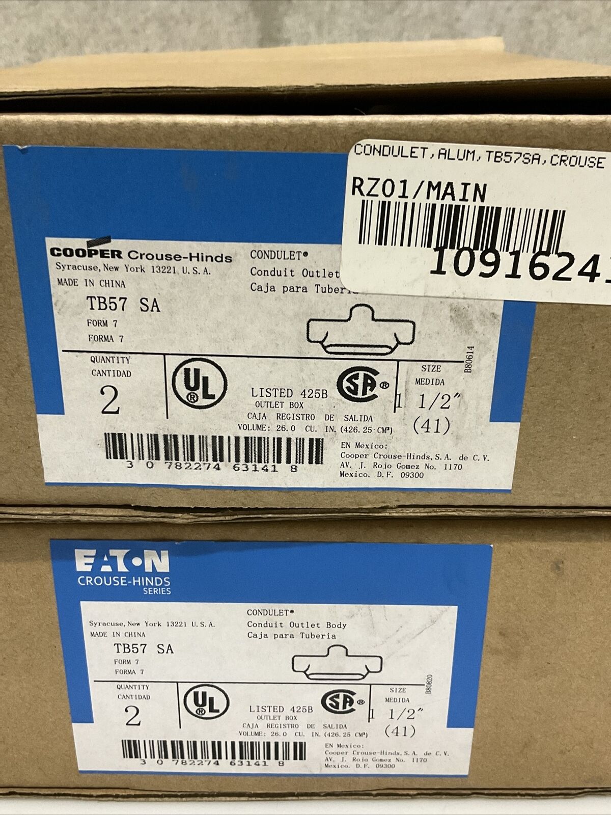 EATON CROUSE HINDS TB57 B CONDULET OUTLET BODY 1 1/2” 678 LOT OF 4