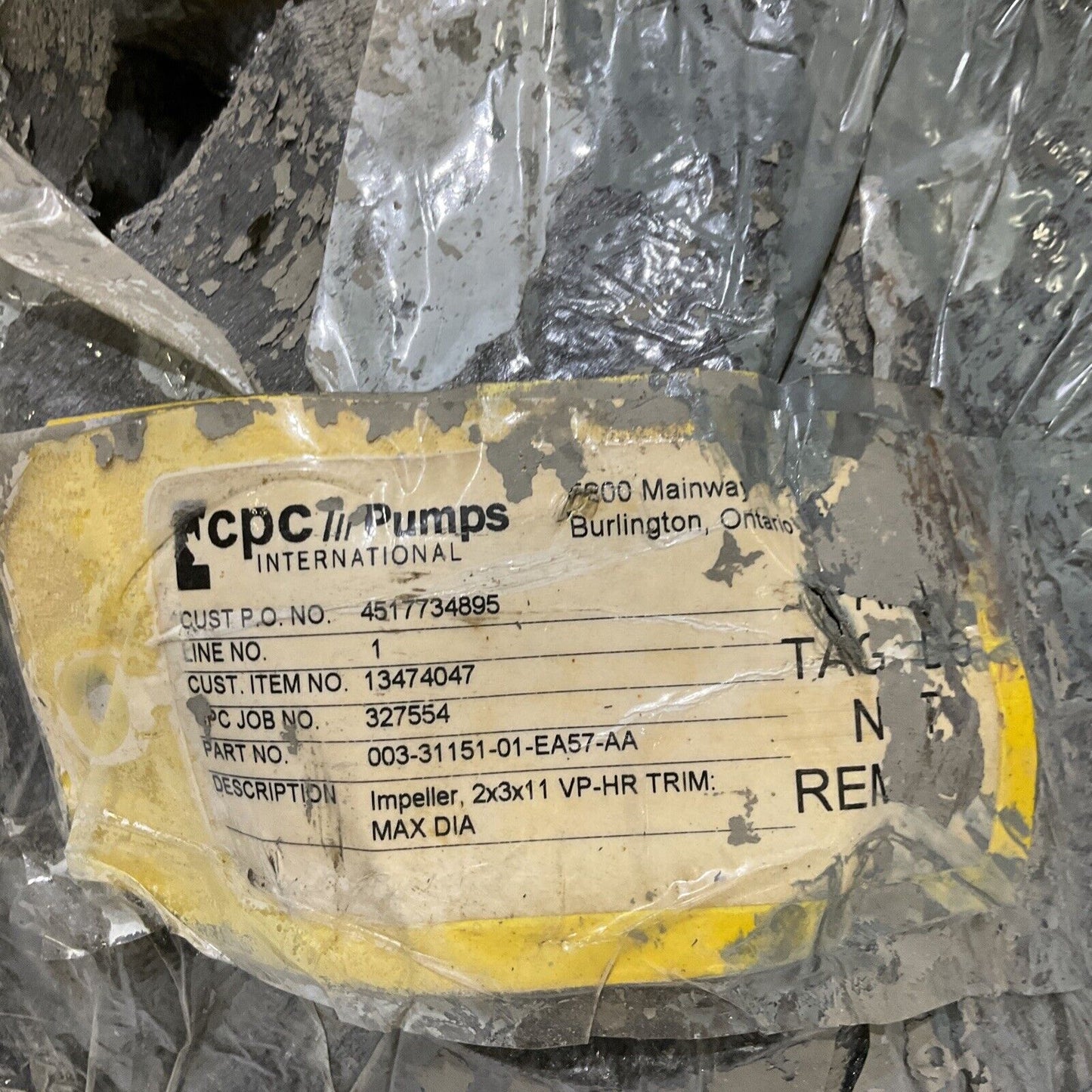 CPC PUMPS 003-31151-01-EA57-AA IMPELLER 2X3X11 VP-HR TRIM 678