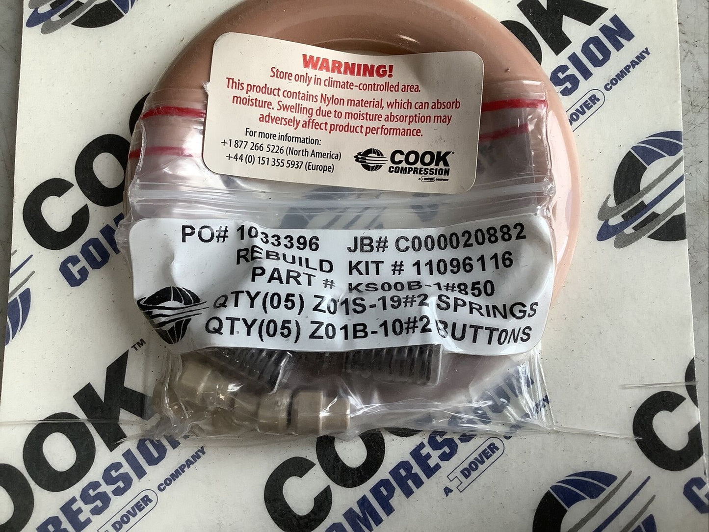 COOK COMPRESSION 11096116 KS00B-1#850 REBUILD KIT 678