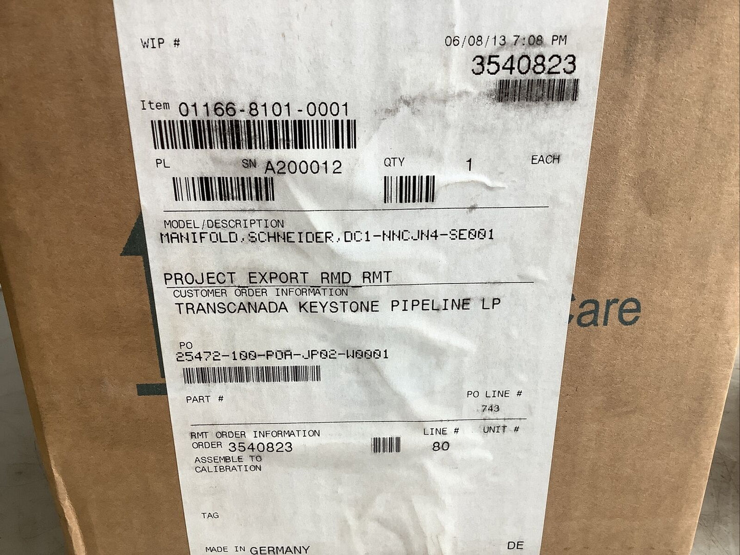 SCHNEIDER DC1-NNCJN4-SE001 VALVE MANIFOLD 2IN 600RF 1440PSI 678
