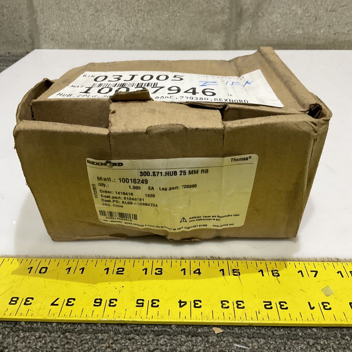 REXNORD THOMAS 729380 300.S71.HUB 25 MM RB COUPLING HUB 678