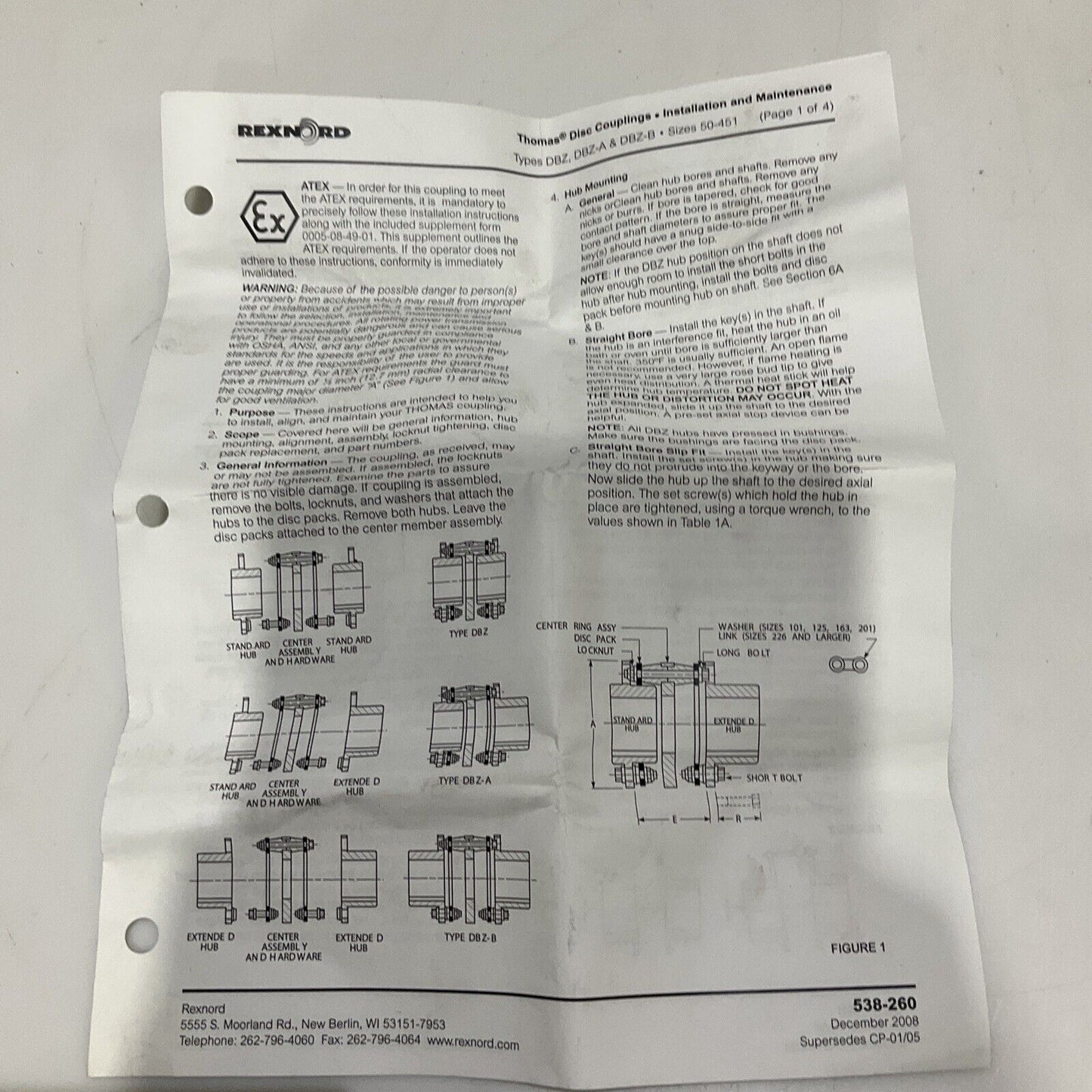 REXNORD THOMAS 216108 163.DBZ.HUB SB 1.38 COUPLING HUB 678