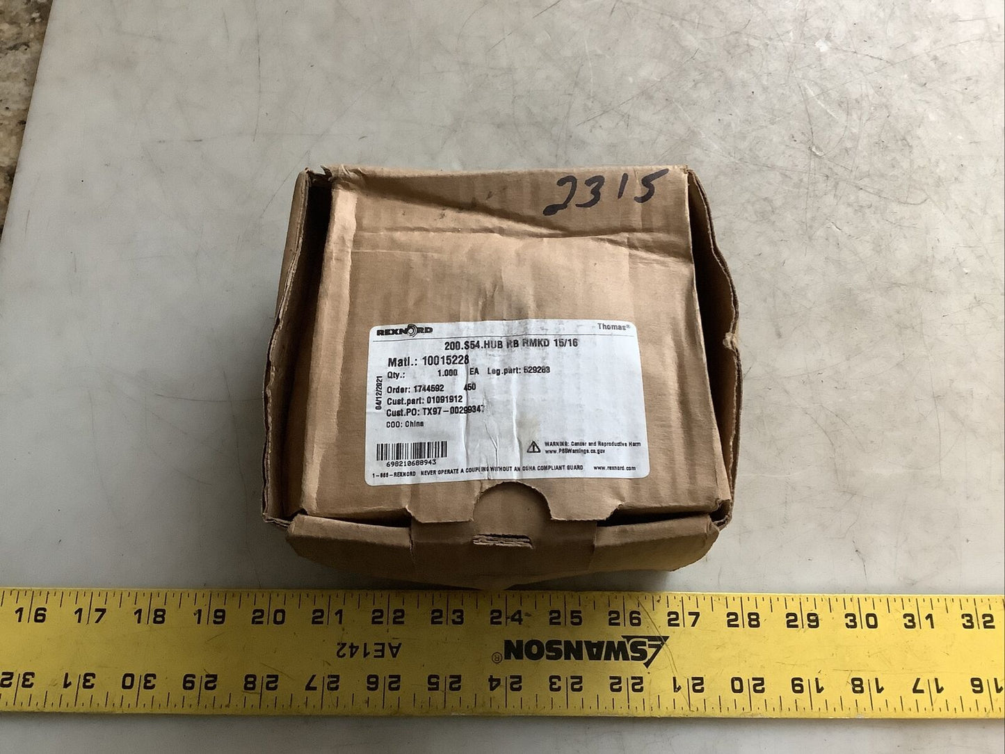 REXNORD 200.S54.HUB RB RMKD 15/16IN COUPLING HUB 678