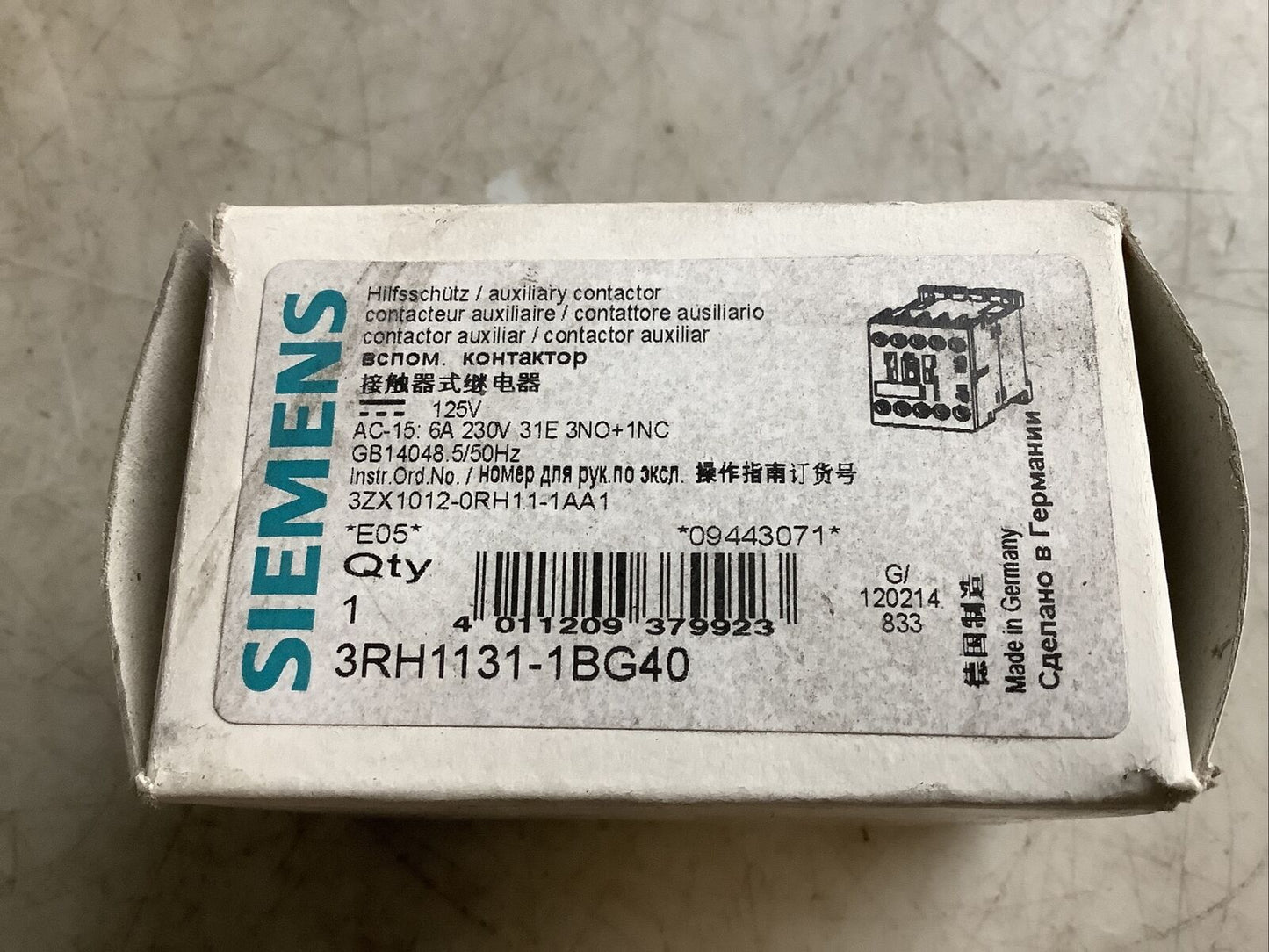 SIEMENS 3RH1131-1BG40 CONTACTOR RELAY 3NO 1NC 678