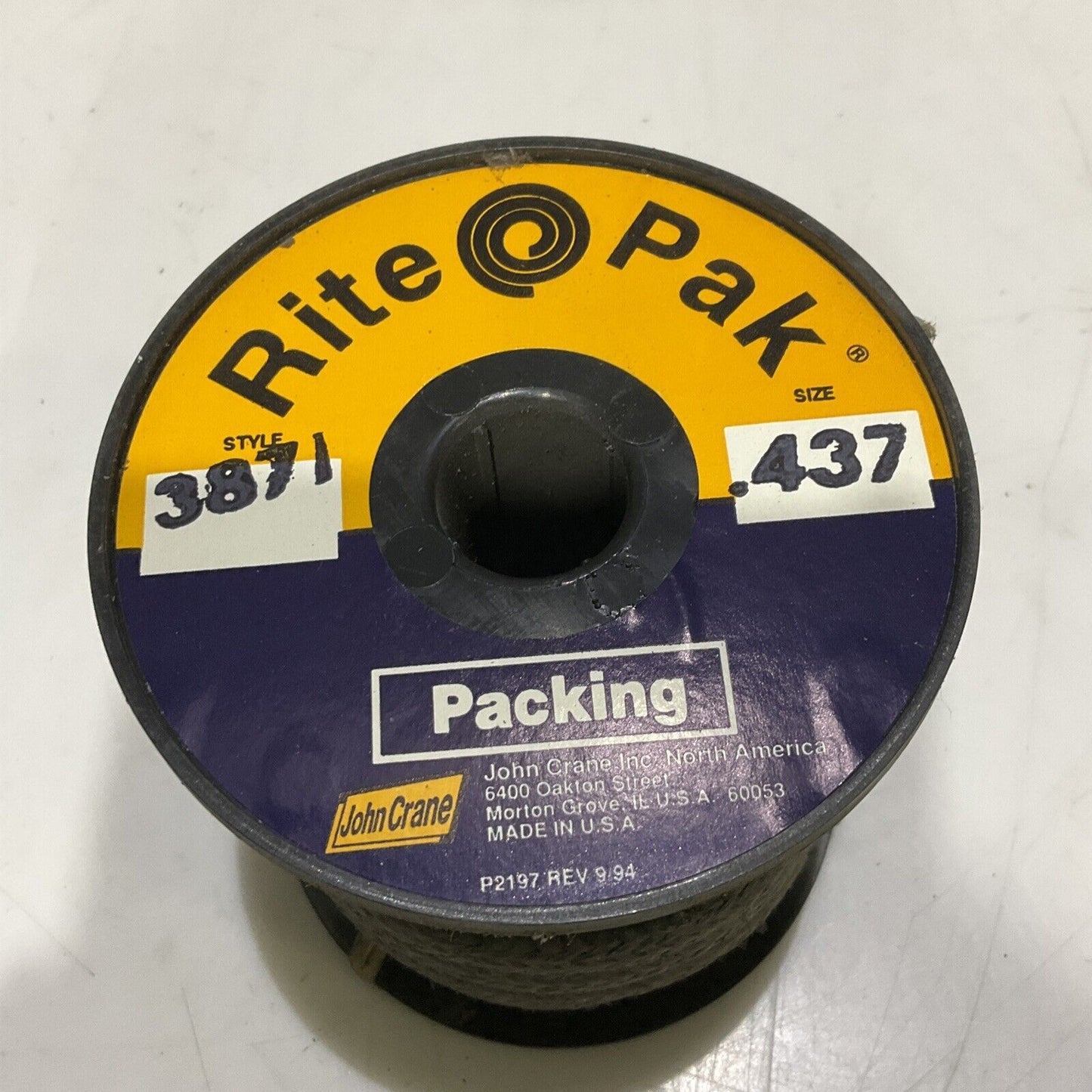 JOHN CRANE RITE PAK 3871 0437AP777 MECHANICAL PACKING .437 10FT 678