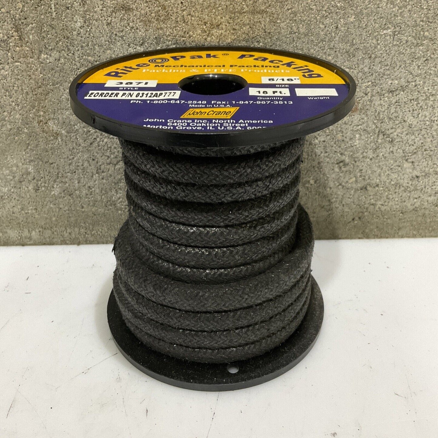 JOHN CRANE 387I 0312AP777 MECHANICAL PACKING ABOX SIZE 5/16IN 18 FT 678