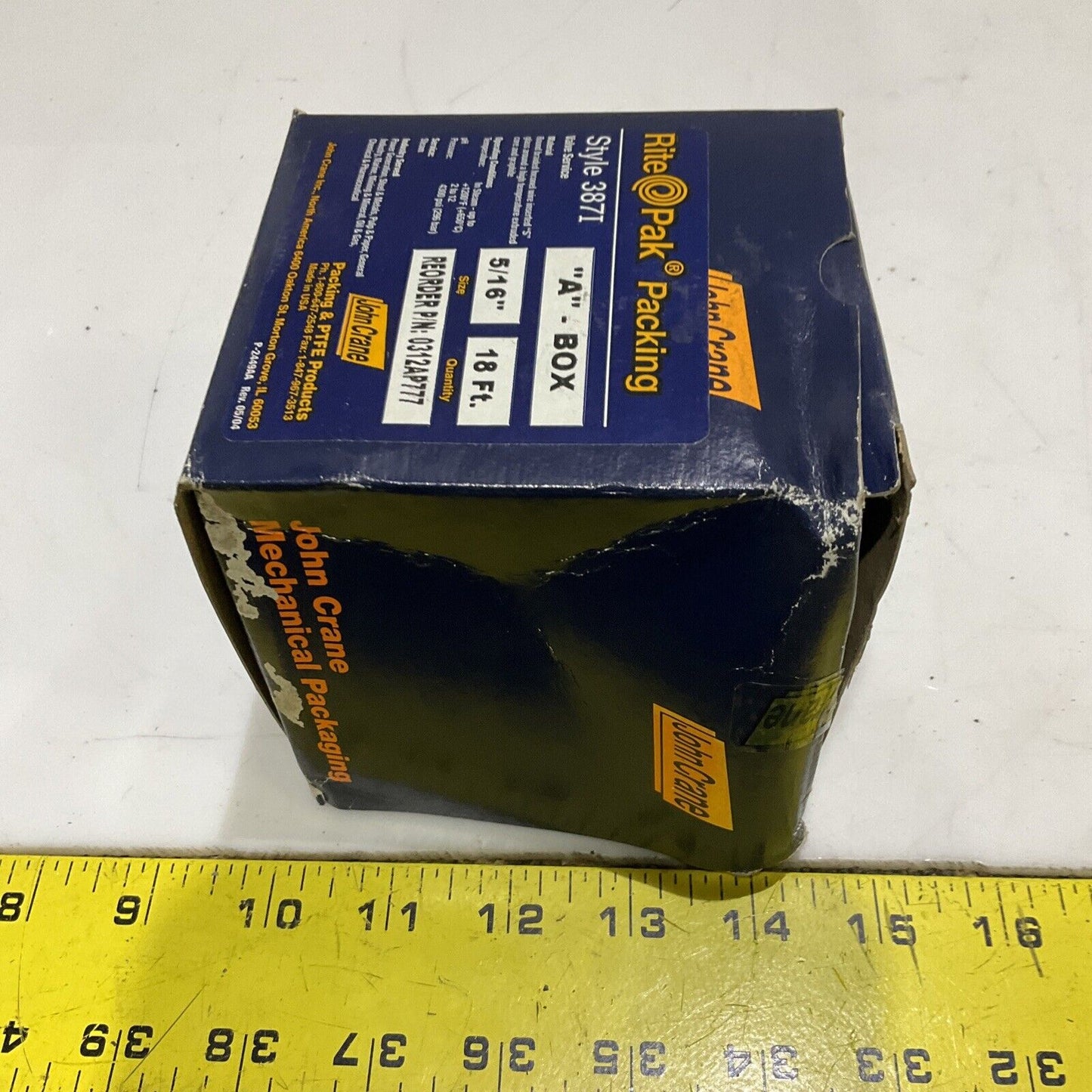 JOHN CRANE 387I 0312AP777 MECHANICAL PACKING ABOX SIZE 5/16IN 18 FT 678