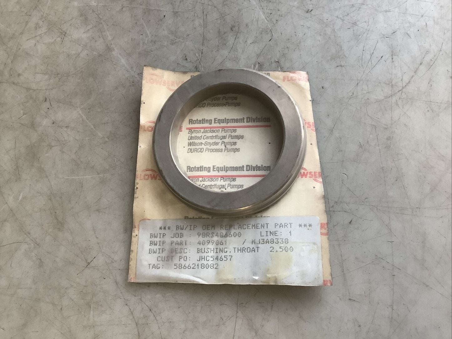 FLOWSERVE BW/IP 4099061 THROAT BUSHING 2.500IN ID 678