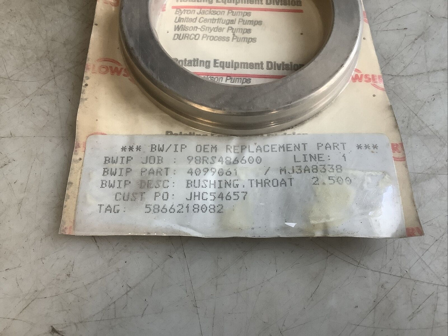 FLOWSERVE BW/IP 4099061 THROAT BUSHING 2.500IN ID 678
