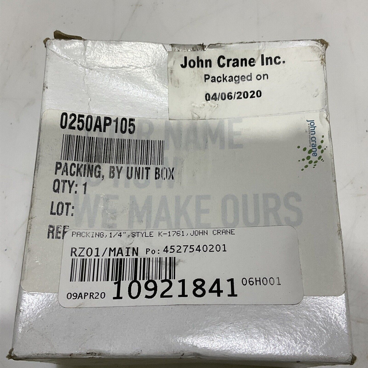 JOHN CRANE K1761 0250AP105 MECHANICAL PACKING 1/4 IN 25 FT 678