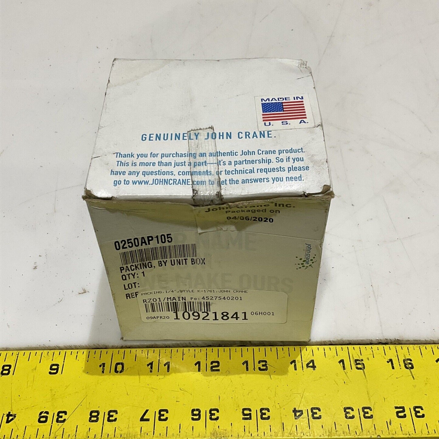 JOHN CRANE K1761 0250AP105 MECHANICAL PACKING 1/4 IN 25 FT 678