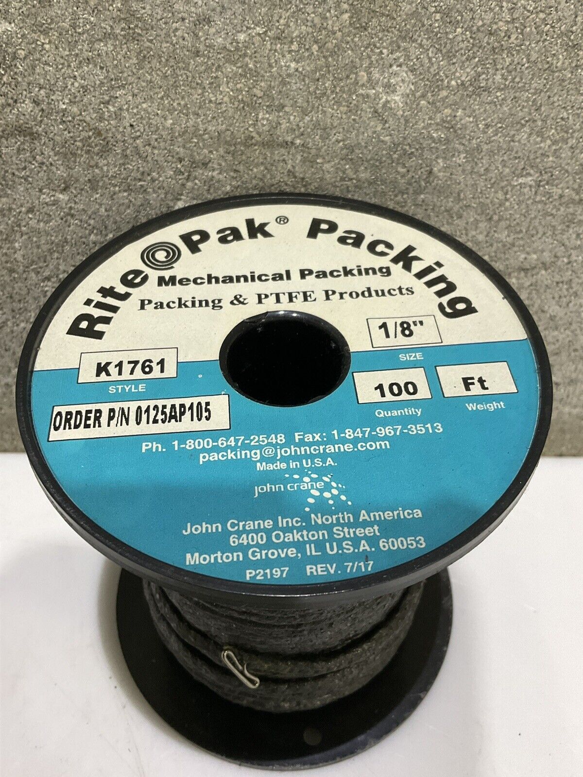 JOHN CRANE K1761 0125AP105 MECHANICAL PACKING 1/8 IN 100 FT 678