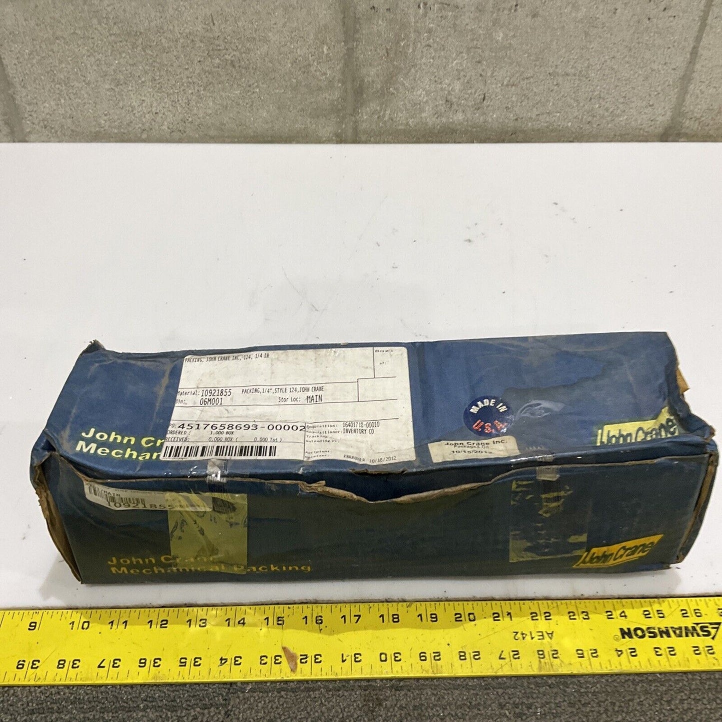 JOHN CRANE S497248 MECHANICAL PACKING 36 FT 1/4 IN TYPE 124 678 LOT OF 2