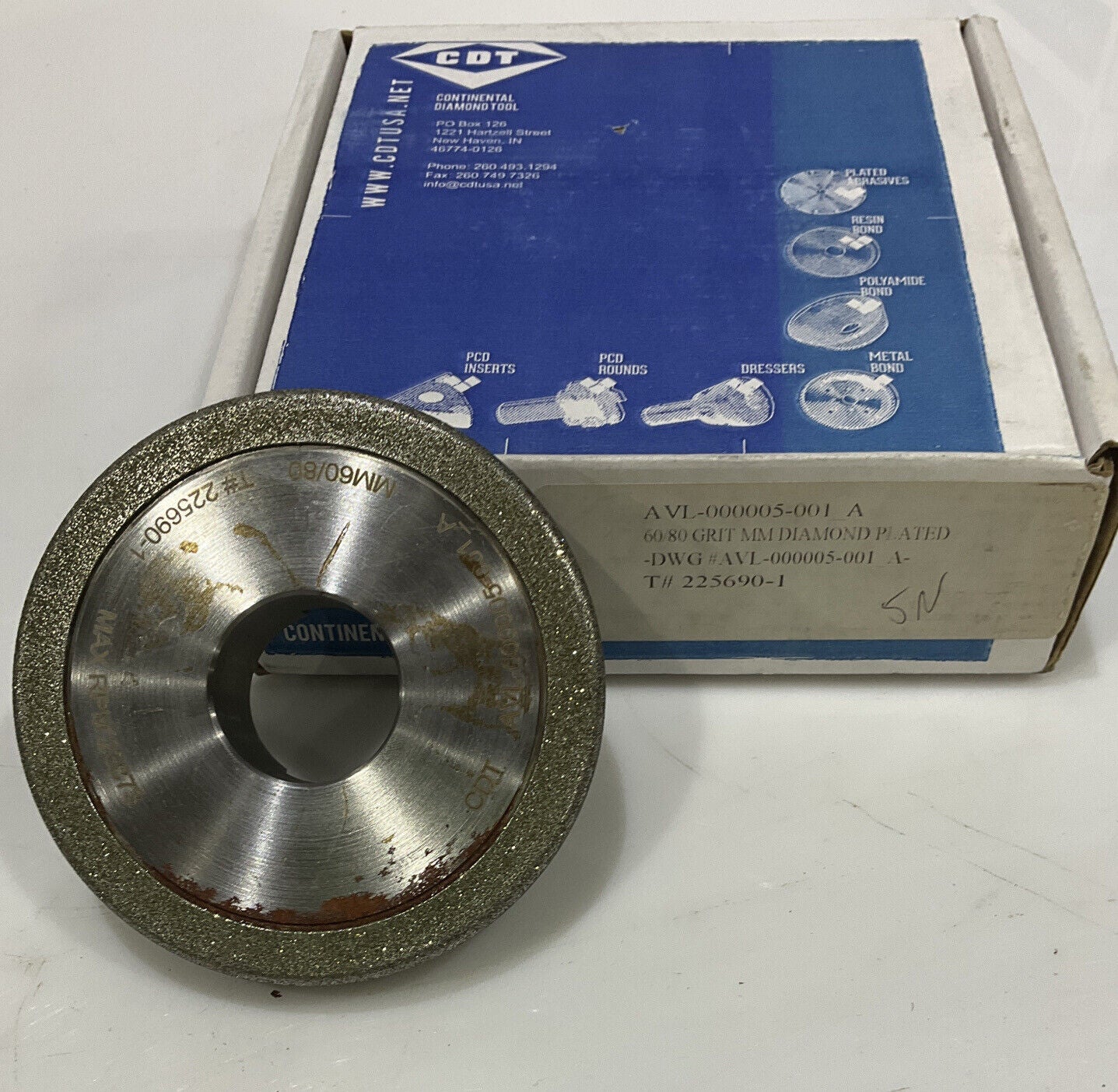CONTINENTAL DIAMOND TOOL 225690-1 60/80 GRIT 4"GRINDING WHEEL