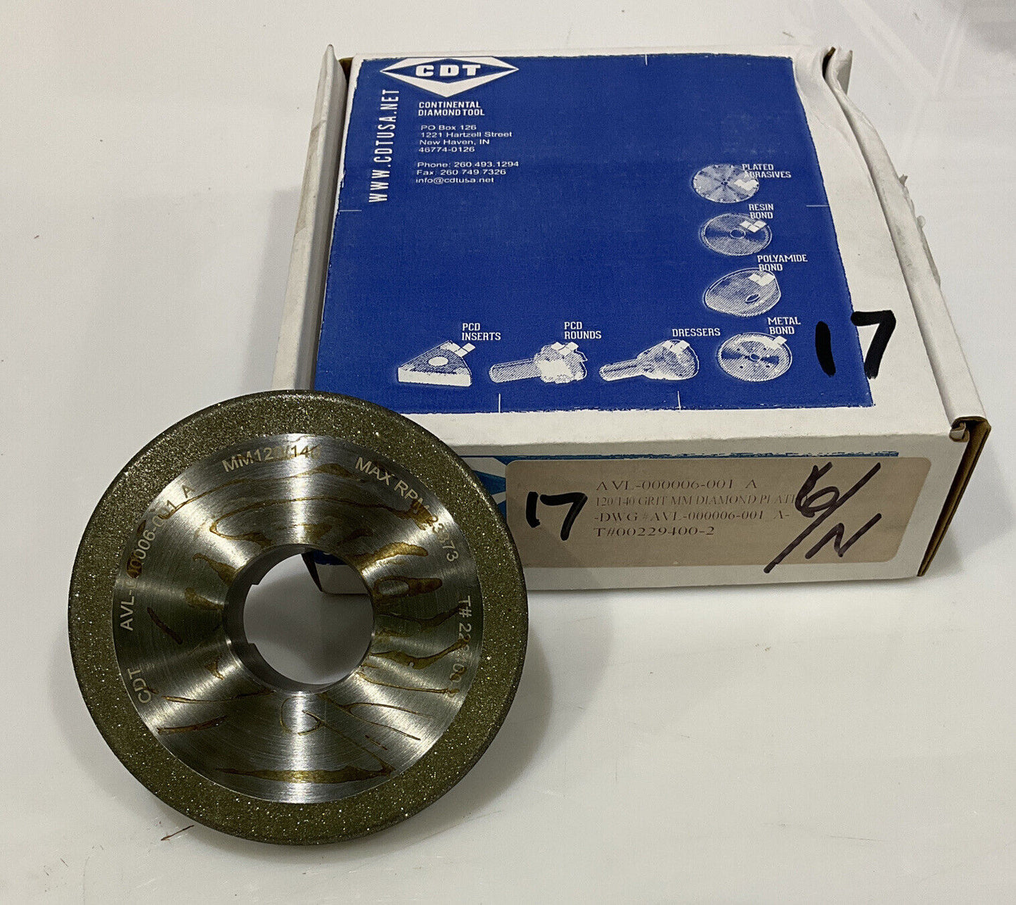 CONTINENTAL DIAMOND TOOL 120/140 GRIT 4" DIAMETER 229400-2 GRINDING WHEEL