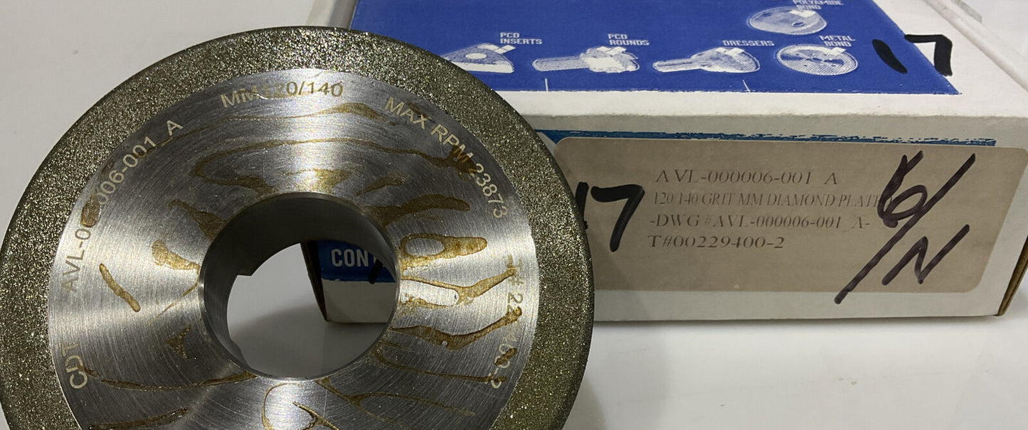CONTINENTAL DIAMOND TOOL 120/140 GRIT 4" DIAMETER 229400-2 GRINDING WHEEL