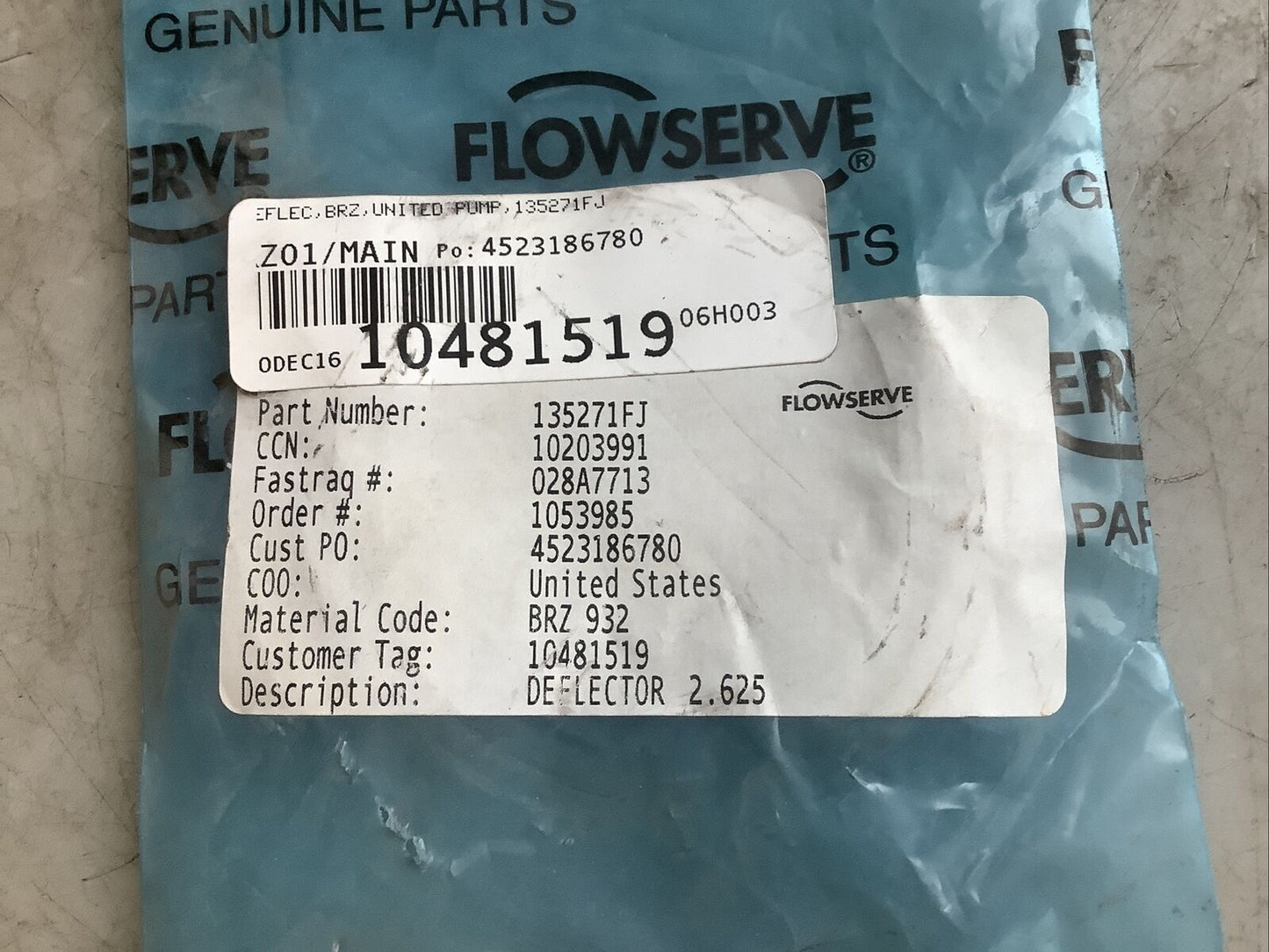 FLOWSERVE 135271FJ 10203991 DEFLECTOR 2.625IN 678