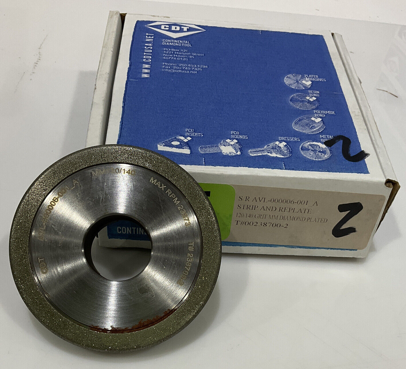 CONTINENTAL DIAMOND TOOL REPLATE 4" DIA. 120/140 GRIT 238700-2 GRINDING WHEEL