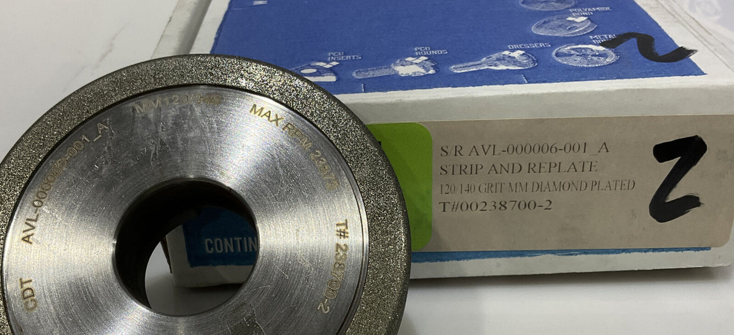 CONTINENTAL DIAMOND TOOL REPLATE 4" DIA. 120/140 GRIT 238700-2 GRINDING WHEEL