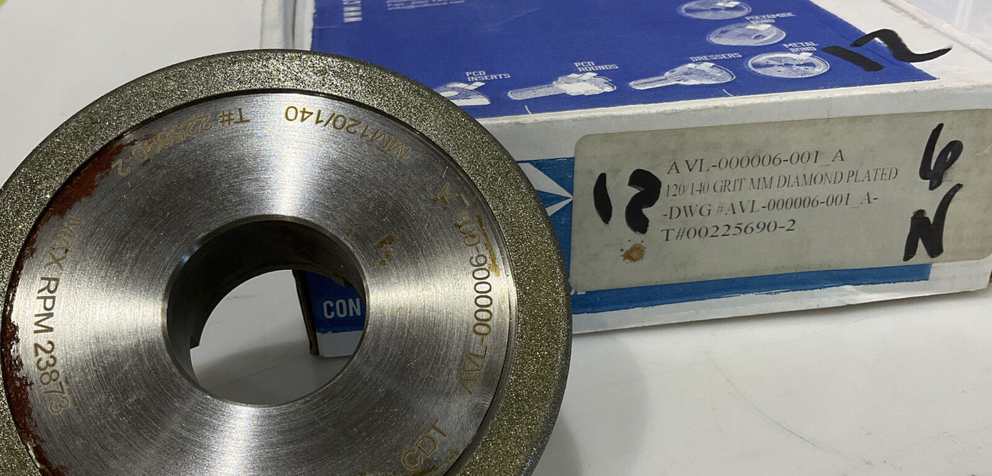 CONTINENTAL DIAMOND TOOL 225690-2 4" DIAMETER 120/140 GRIT GRINDING WHEE