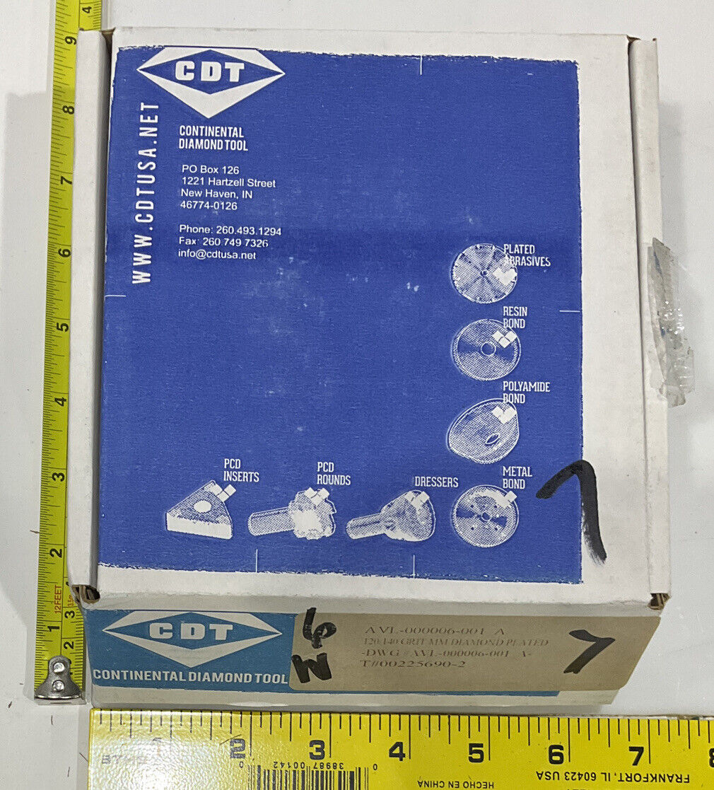 CONTINENTAL DIAMOND TOOL 225690-2 4" DIAMETER 120/140 GRIT GRINDING WHEEL