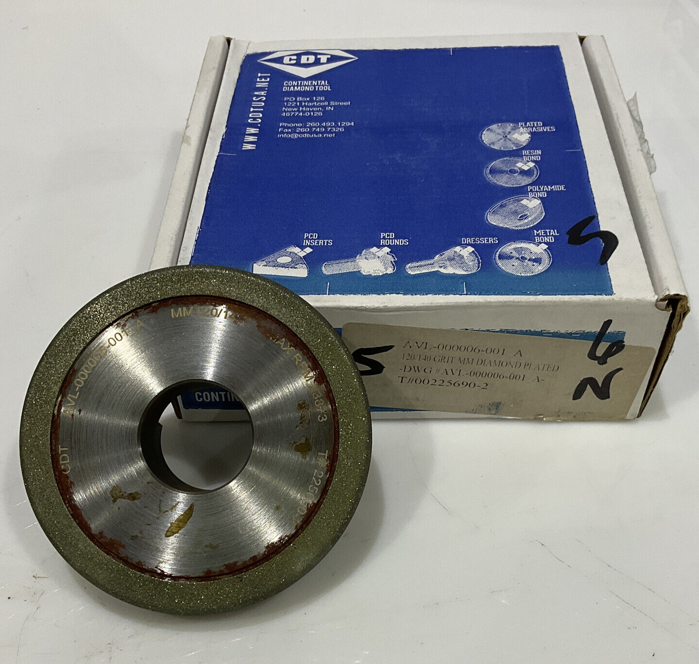 CONTINENTAL DIAMOND TOOL 225690-2 4" DIAMETER 120/140 GRIT GRINDING WHEEL