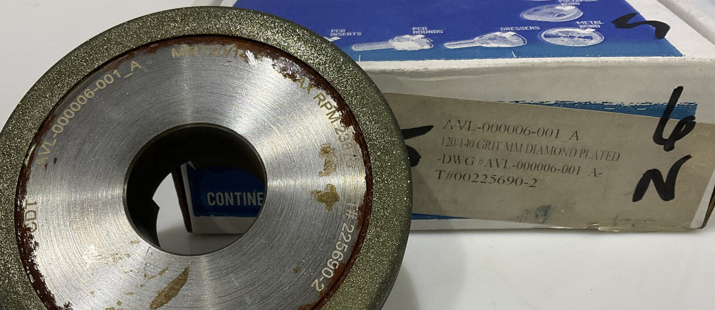 CONTINENTAL DIAMOND TOOL 225690-2 4" DIAMETER 120/140 GRIT GRINDING WHEEL