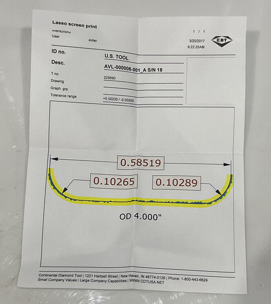 CONTINENTAL DIAMOND TOOL 225690-2 4" DIAMETER 120/140 GRIT GRINDING WHEEL