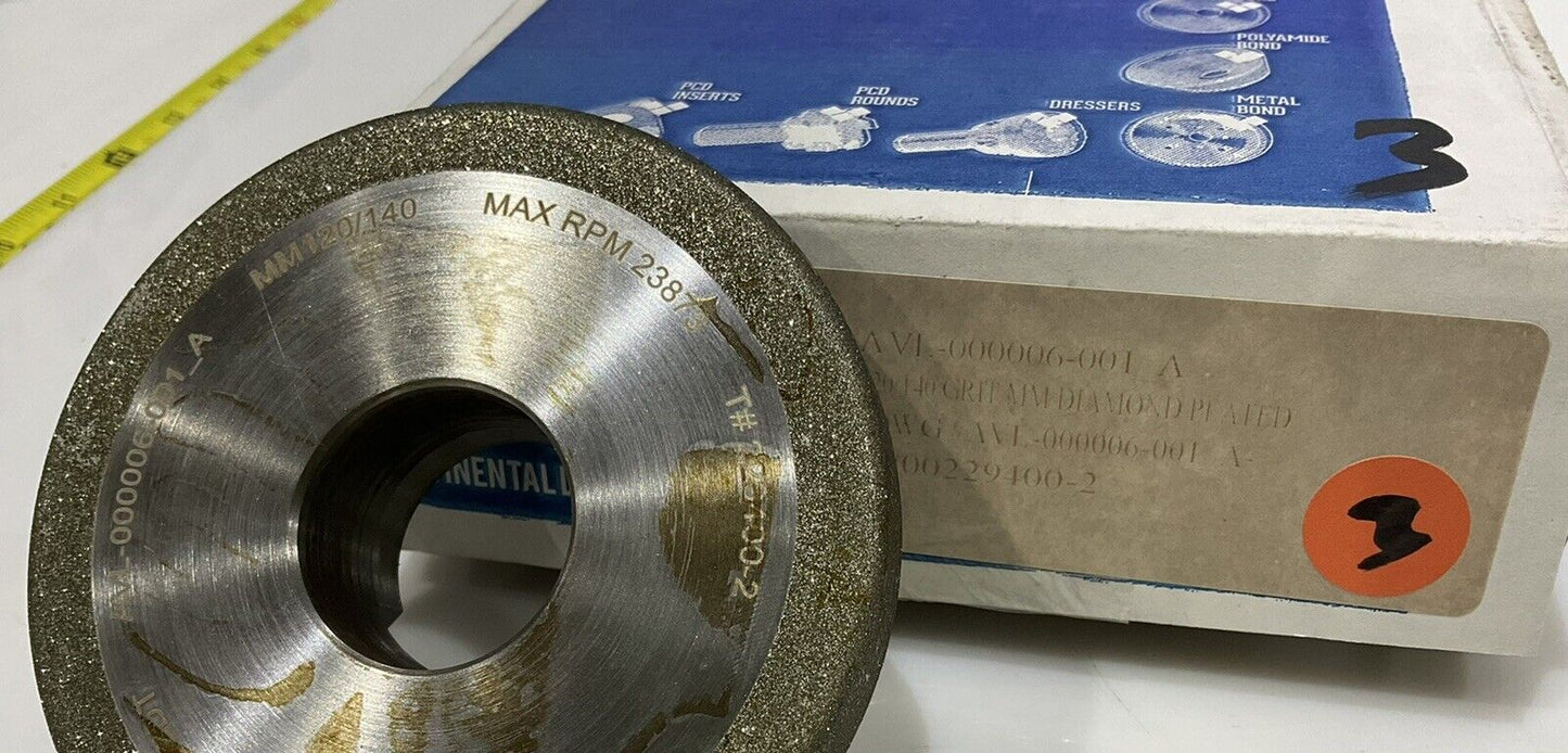 CONTINENTAL DIAMOND TOOL 229400-2 4" DIAMETER 120/140 GRIT GRINDING WHEEL