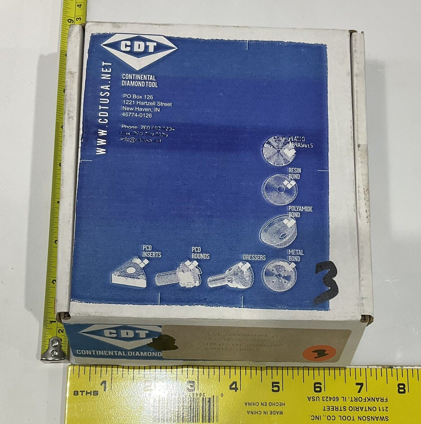 CONTINENTAL DIAMOND TOOL 229400-2 4" DIAMETER 120/140 GRIT GRINDING WHEEL