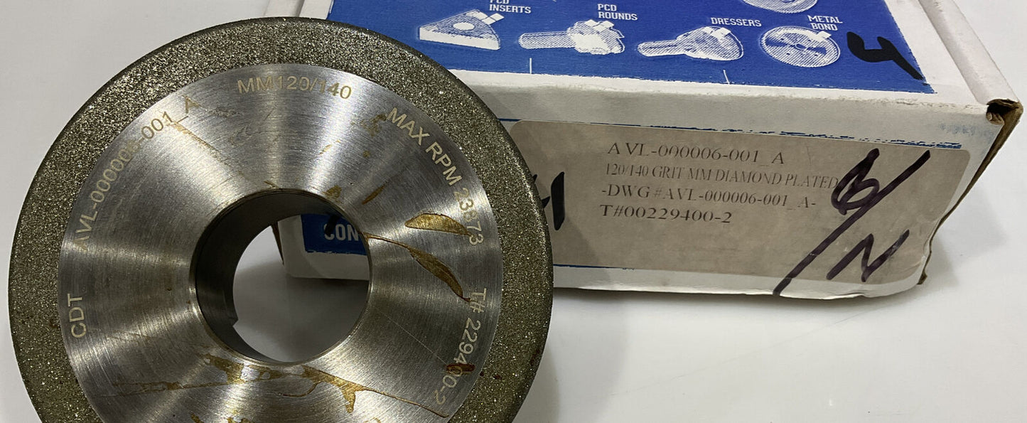 CONTINENTAL DIAMOND TOOL 229400-2 4" DIAMETER 120/140 GRIT GRINDING WHEEL