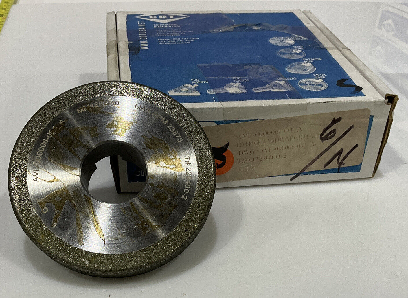 CONTINENTAL DIAMOND TOOL 229400-2 4" DIAMETER 120/140 GRIT GRINDING WHEEL